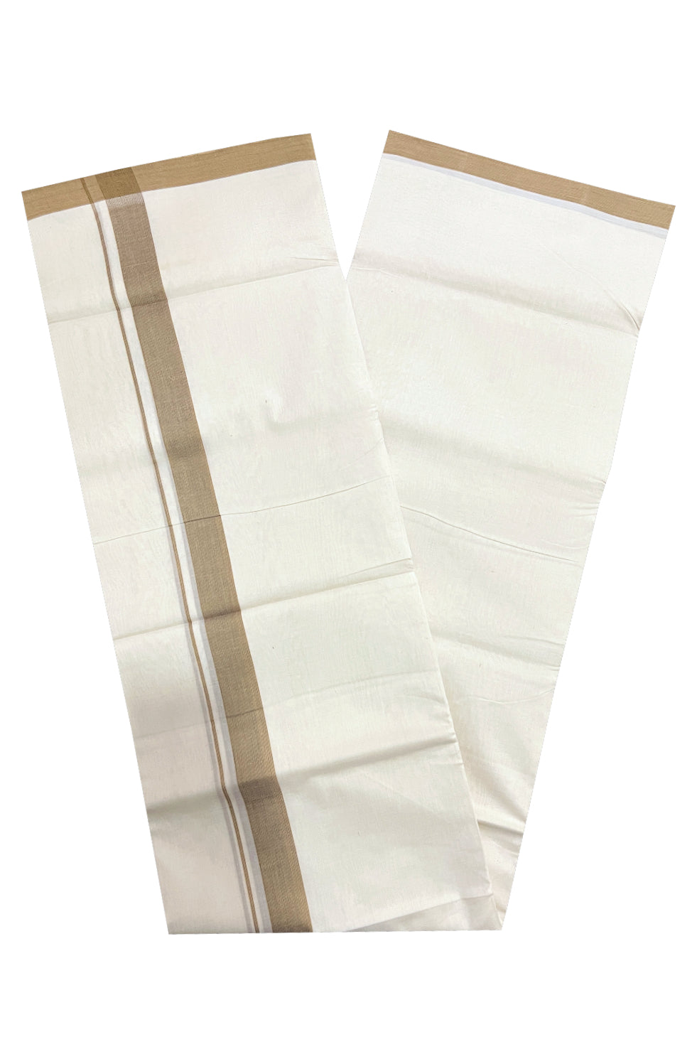 Southloom Premium Unakkupaavu Handloom Mundu with Brown Border (South Indian Dhoti)