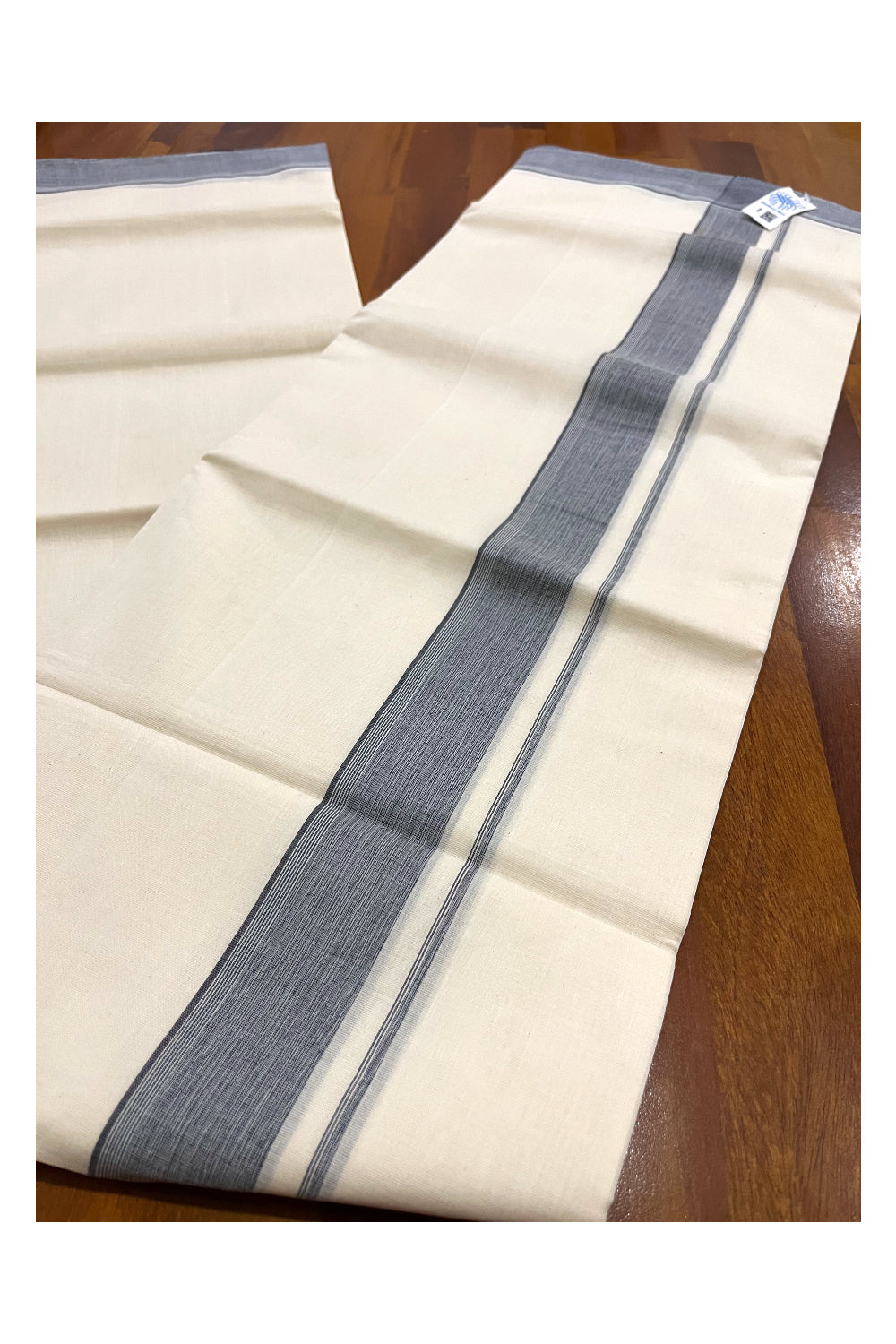 Southloom Premium Unakkupaavu Handloom Wedding Mundu with Grey Border