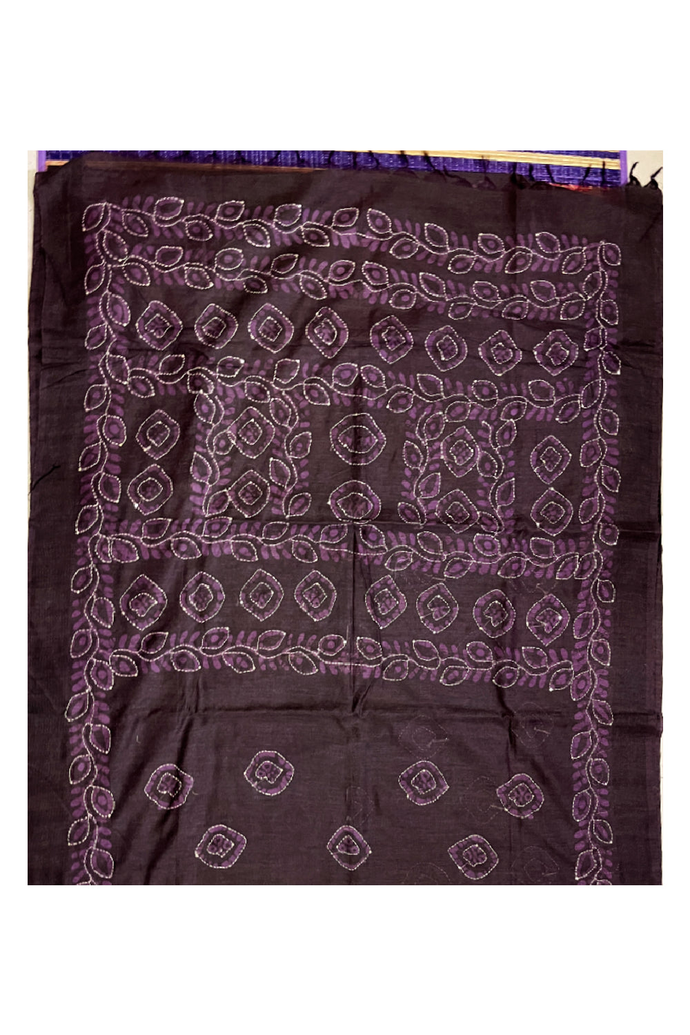 Southloom Cotton Dark Purple Saree with Thread works on Body and Pallu