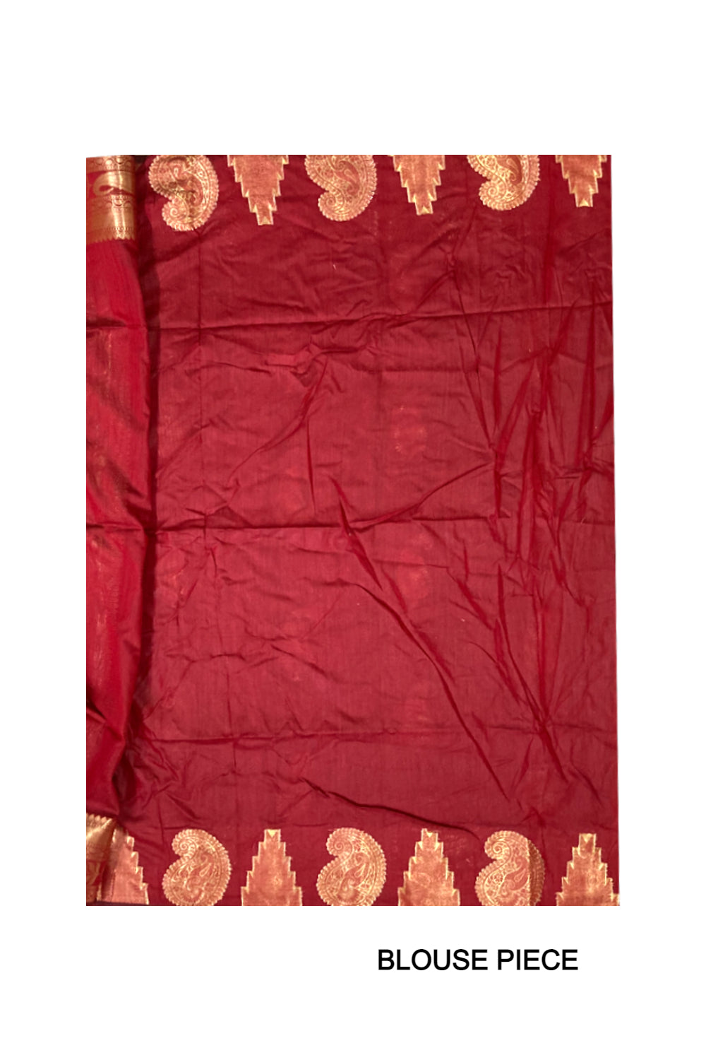 Southloom Red Cotton Designer Saree with Kasavu Woven Works