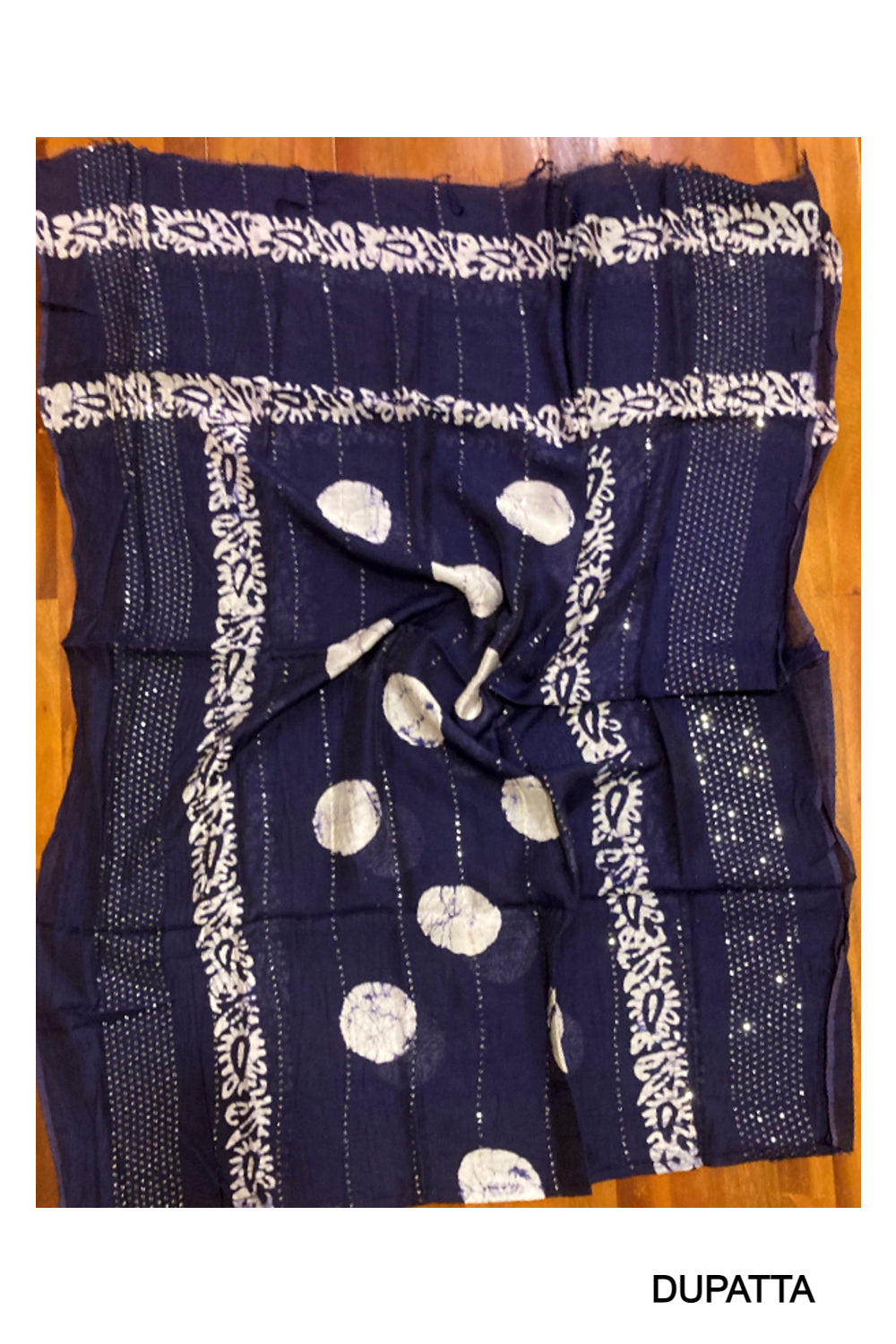 Southloom™ Cotton Churidar Salwar Suit Material in Navy Blue with Printed Works