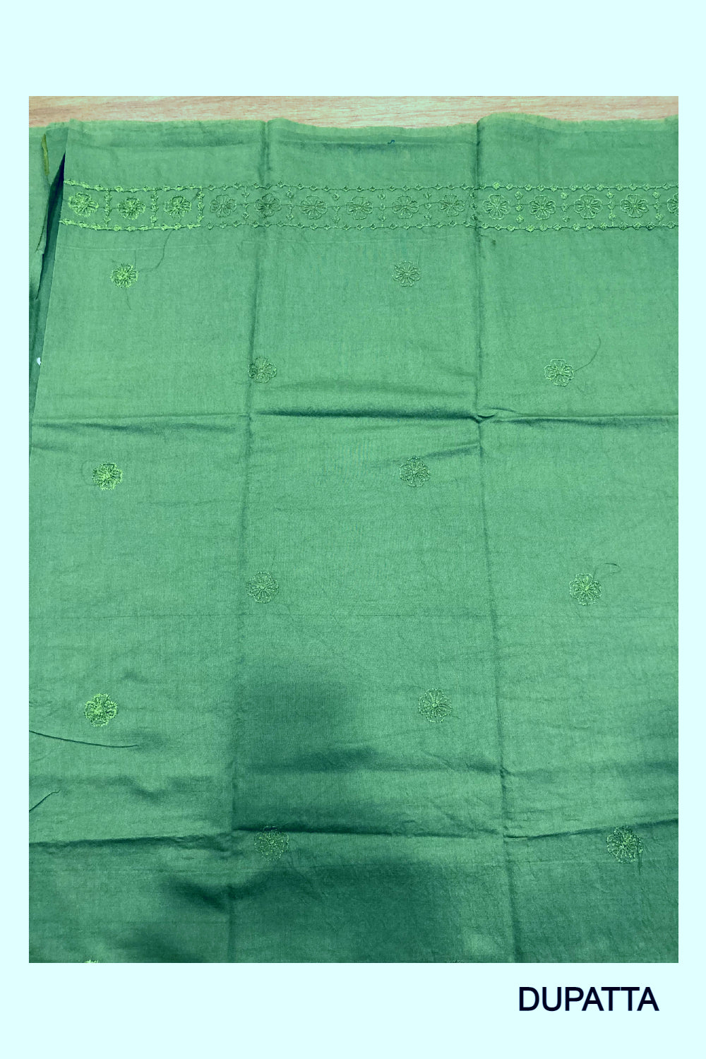 Southloom™ Cotton Churidar Salwar Suit Material in Green with Thread Work in Yoke Portion