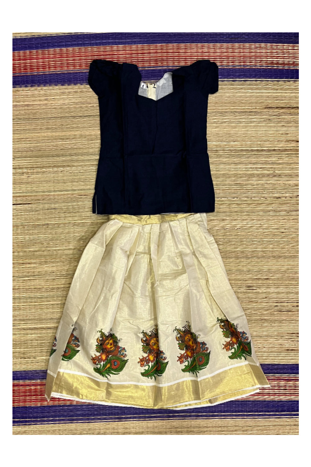 Southloom Kerala Pavada Blouse with Krishna Mural Design (Age - 6 Year)