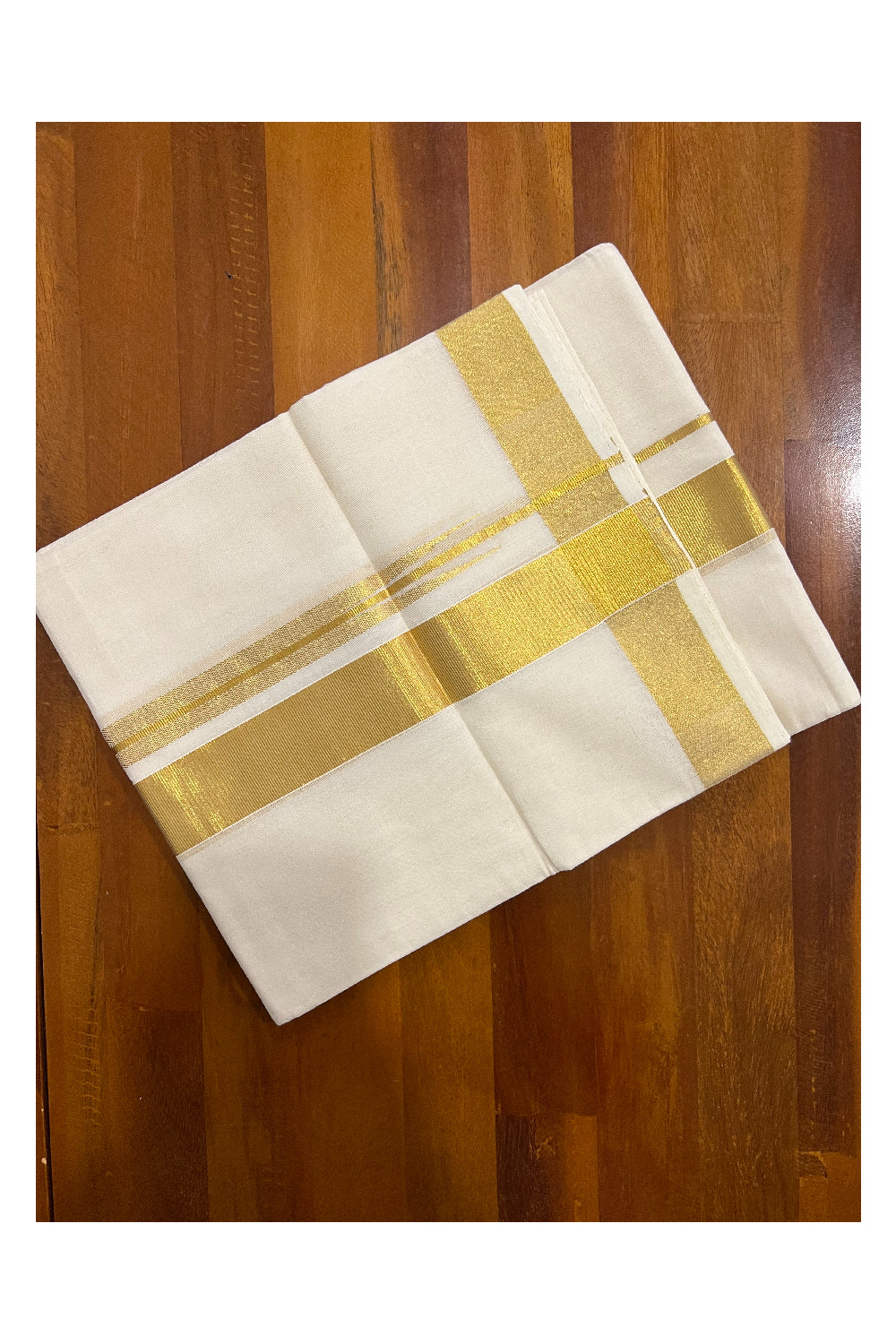 Southloom Kuthampully Handloom Pure Cotton Mundu with Kasavu Chutti Border (South Indian Dhoti)