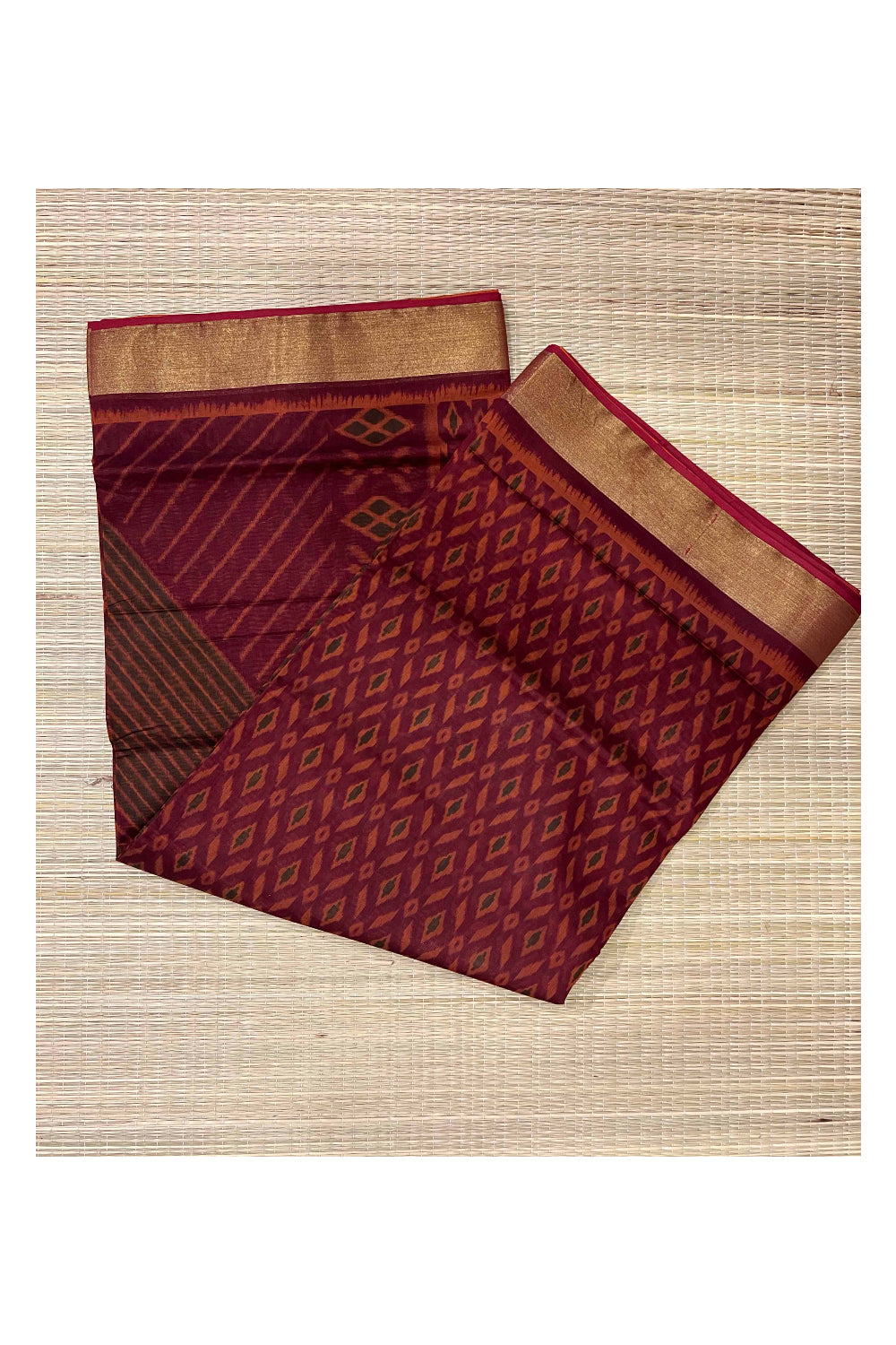 Southloom Cotton Printed Red Designer Saree