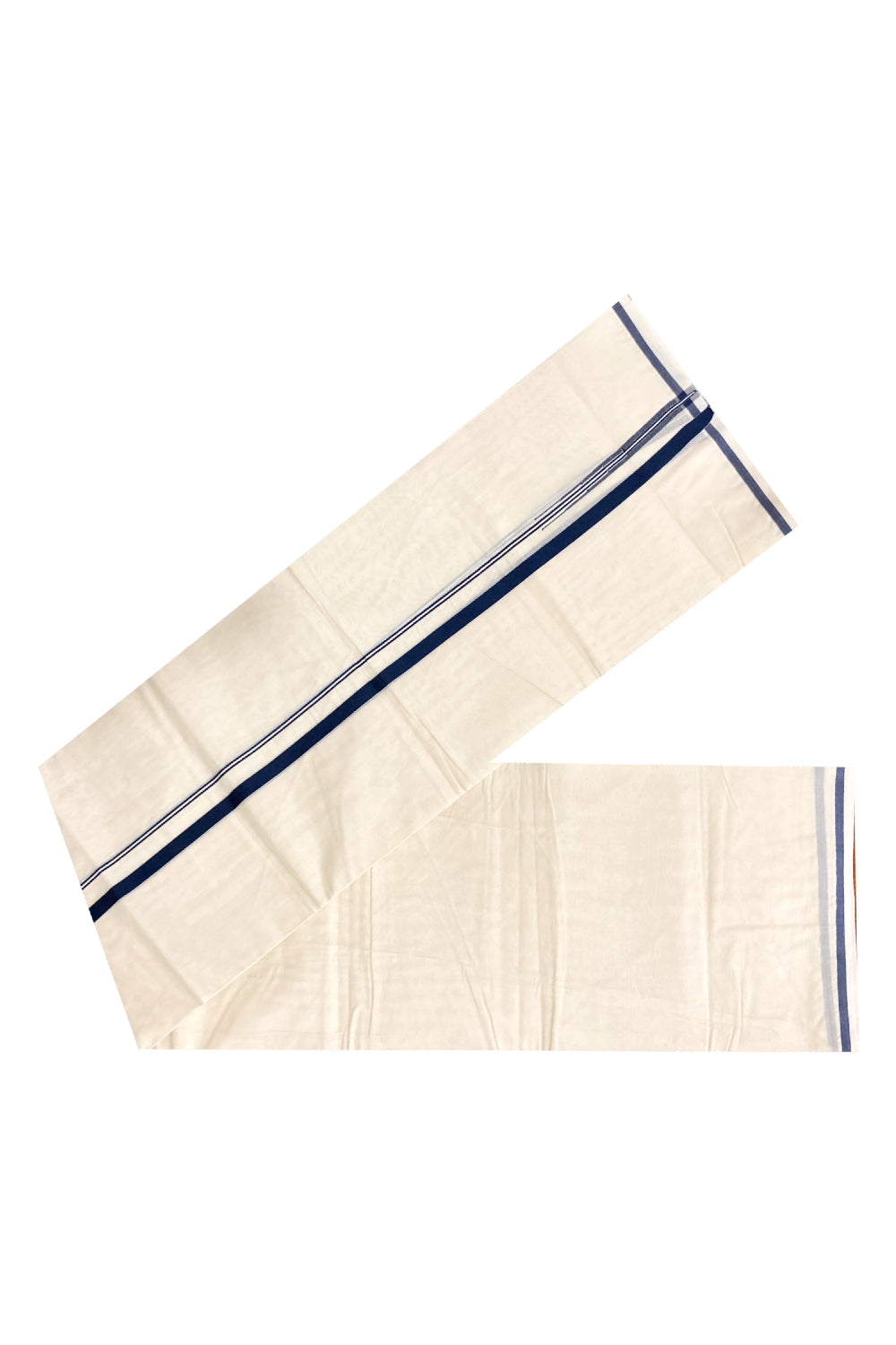 Off White Cotton Mundu with Black Puliyilakkara Border (South Indian Dhoti)