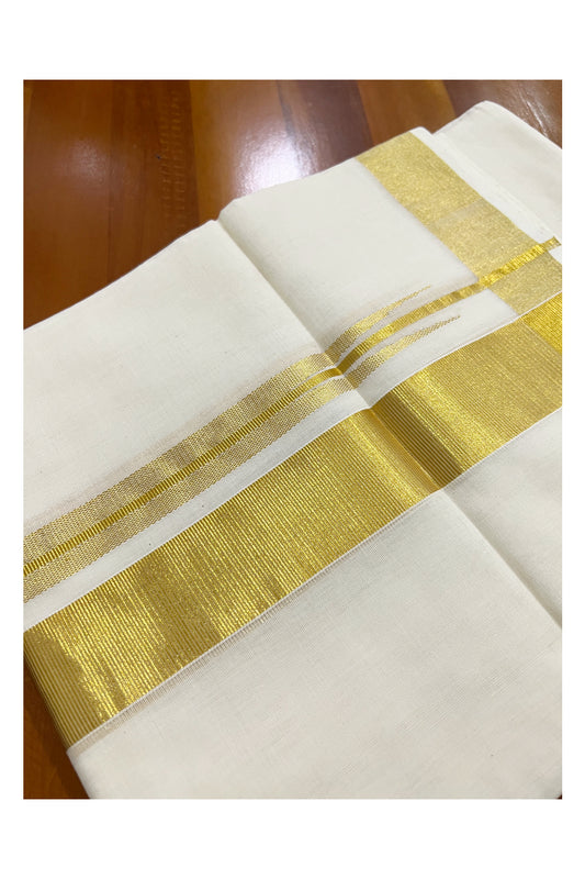 Southloom Kuthampully Handloom Pure Cotton Mundu with Kasavu Chutti Border (South Indian Dhoti)