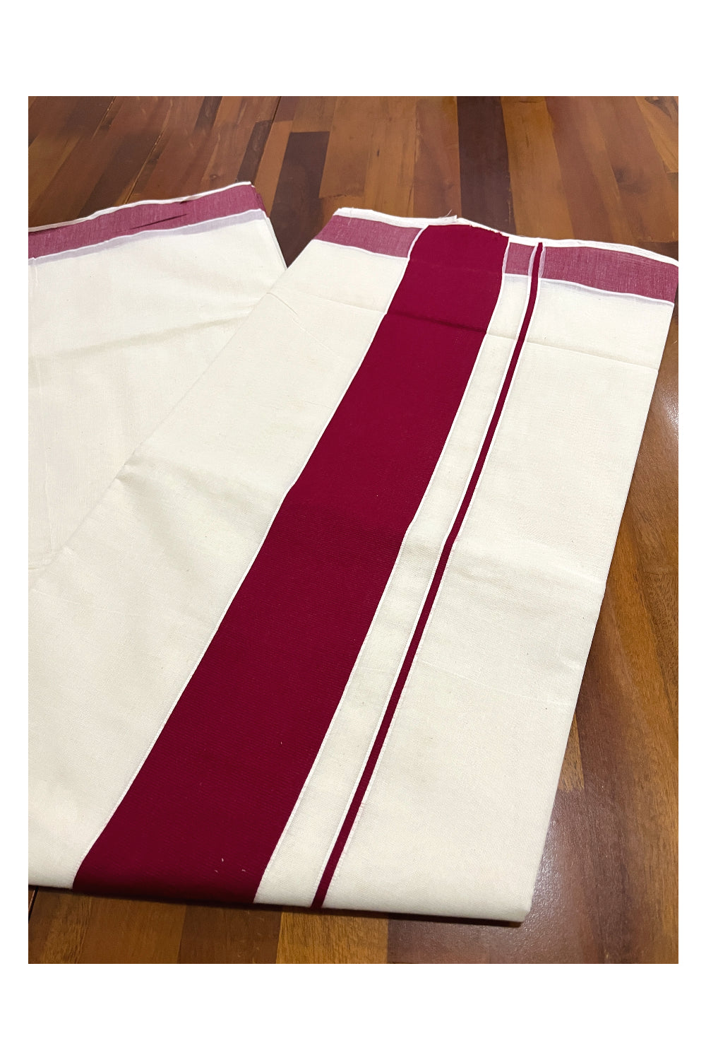 Pure Cotton Kerala Cotton Saree with Maroon Border