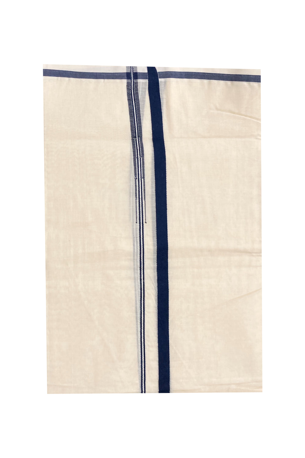 Off White Cotton Mundu with Black Puliyilakkara Border (South Indian Dhoti)