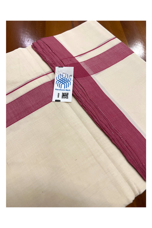 Southloom Super Premium Unakkupaavu Handloom Double Mundu with Red Border