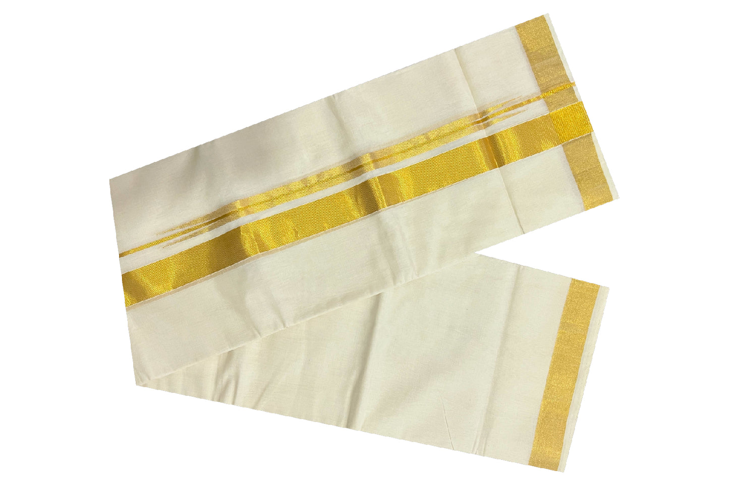 Southloom Kuthampully Handloom Pure Cotton Mundu with Kasavu Chutti Border (South Indian Dhoti)