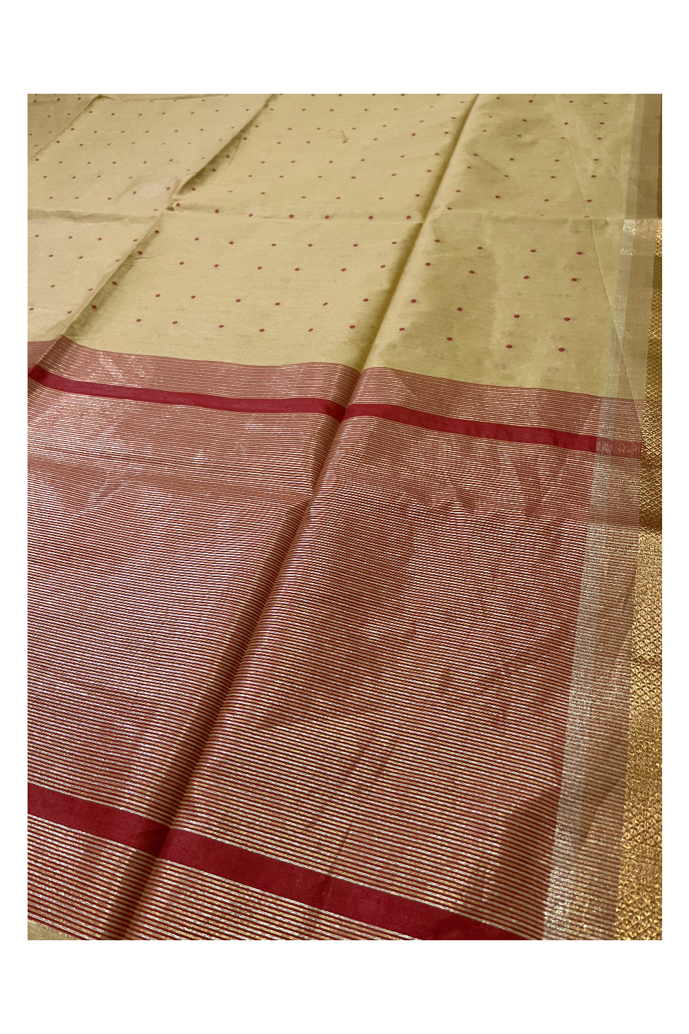 Southloom Semi Tussar Light Brown Saree with Butta works on Body and Tassels on Pallu