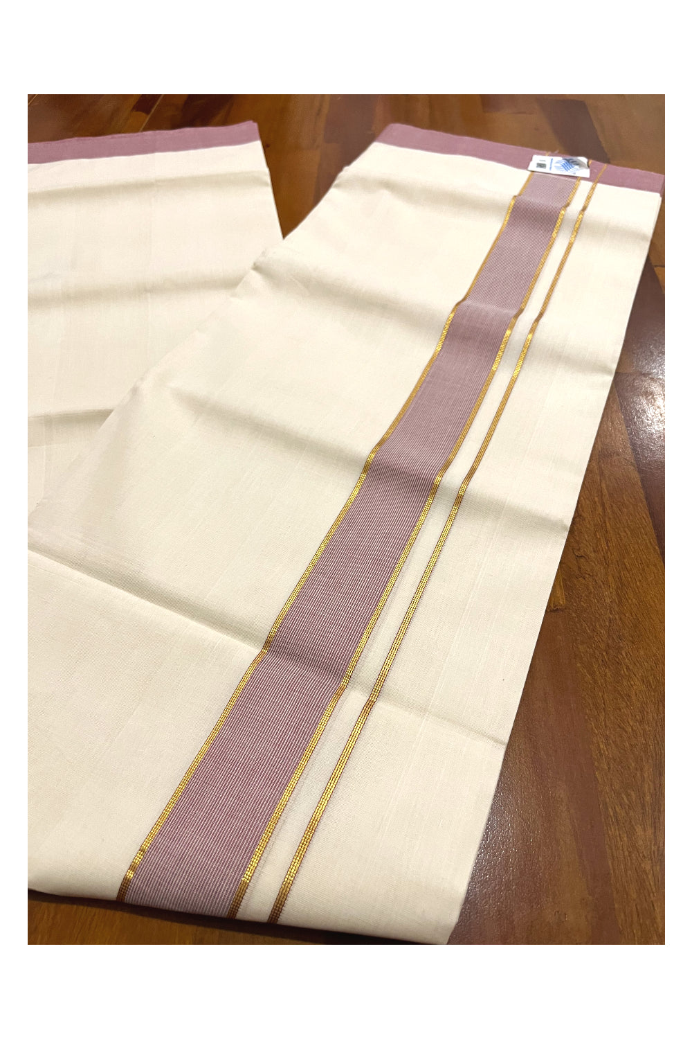 Southloom Premium Unakkupaavu Handloom Wedding Mundu with Brick Red and Kasavu Border