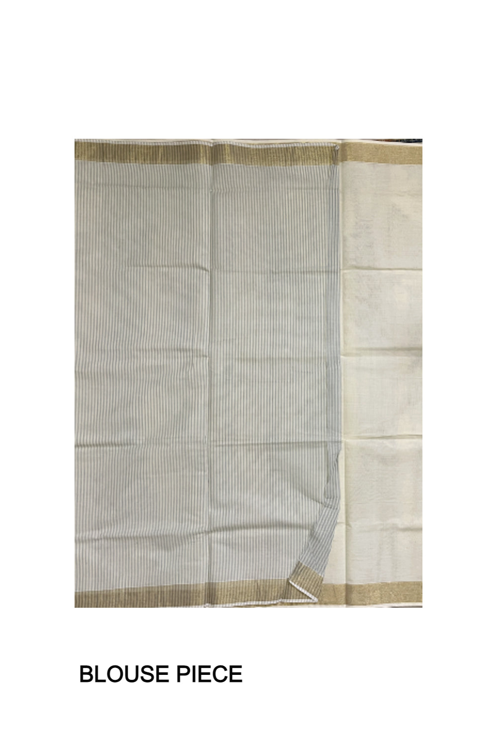 Pure Cotton Off White Kerala Saree with Blue Pallu and Lines Design Running Blouse Piece (Onam Saree 2023)