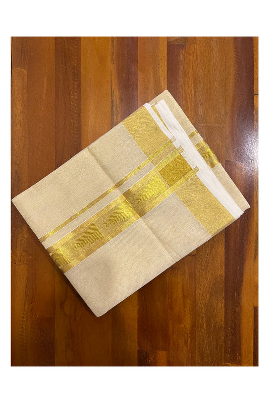 Southloom Kuthampully Handloom Tissue Mundu with Kasavu Woven Border (South Indian Dhoti)