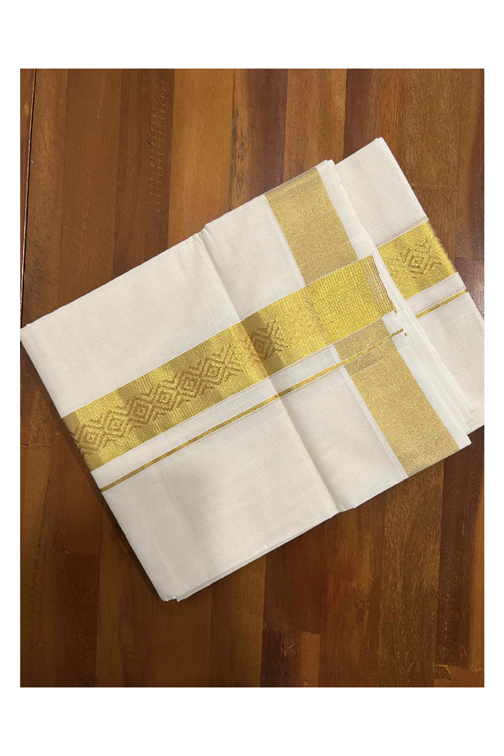 Southloom Balaramapuram Handloom Pure Cotton Wedding Mundu with Kasavu Woven Kara (South Indian Dhoti)