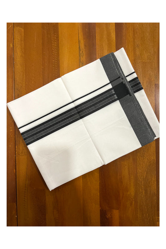 Pure White Cotton Double Mundu with Black Border (South Indian Dhoti)