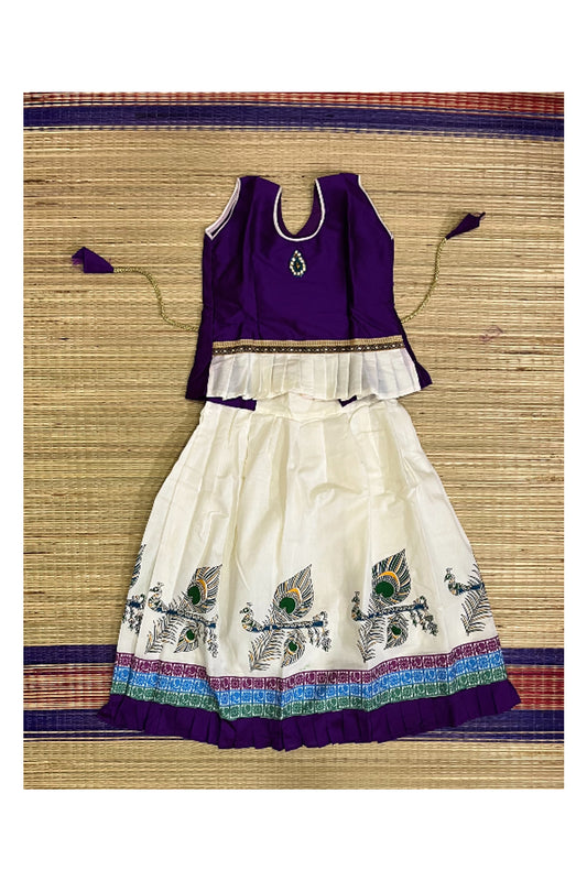 Southloom Kerala Pavada Blouse with Feather Mural Design (Age- 5 Year)