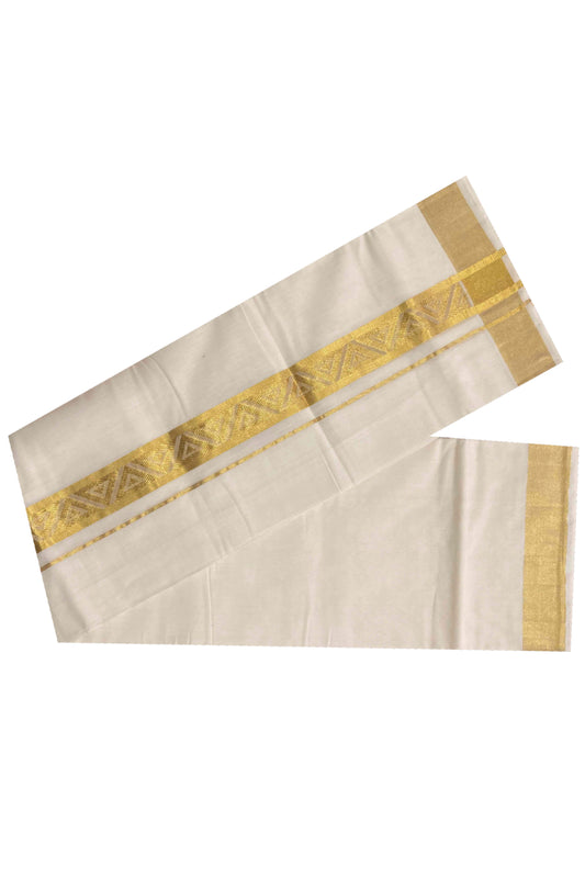 Southloom Handloom Premium Kasavu Dhoti with Woven Design Border