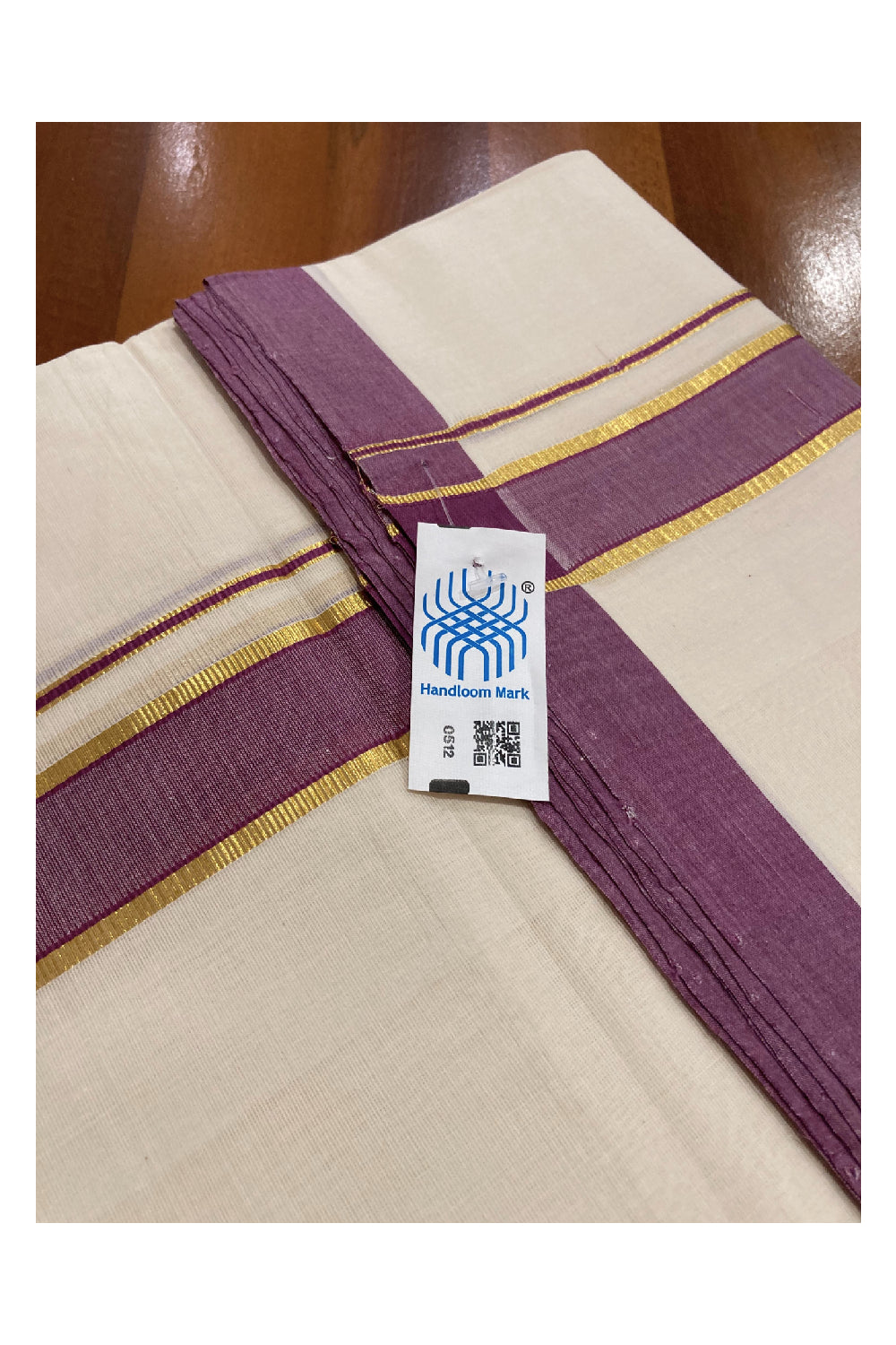 Southloom Balaramapuram Unakkupaavu Premium Handloom Mundu with Dark Red and Kasavu Border