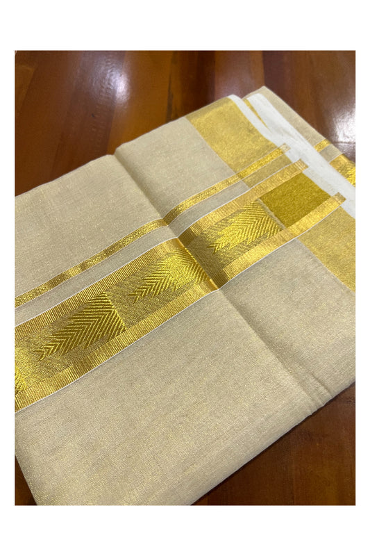 Southloom Kuthampully Handloom Tissue Mundu with Kasavu Woven Border (South Indian Dhoti)