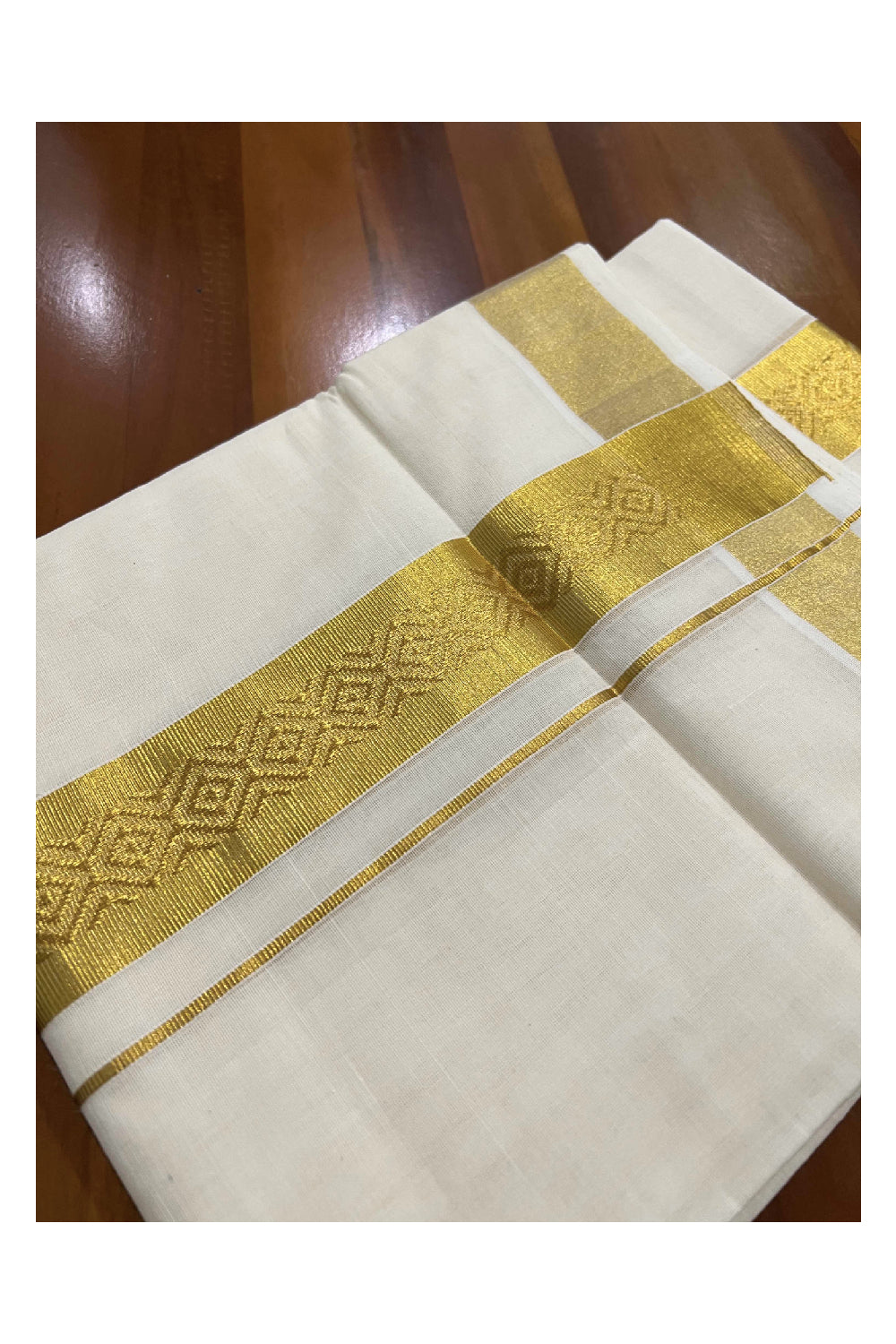 Southloom Balaramapuram Handloom Pure Cotton Wedding Mundu with Kasavu Woven Kara (South Indian Dhoti)