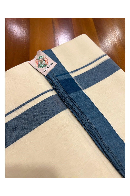 Southloom Super Premium Unakkupaavu Handloom Double Mundu with Blue Border