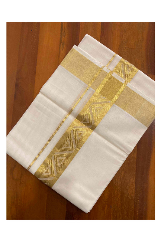 Southloom Handloom Premium Kasavu Dhoti with Woven Design Border