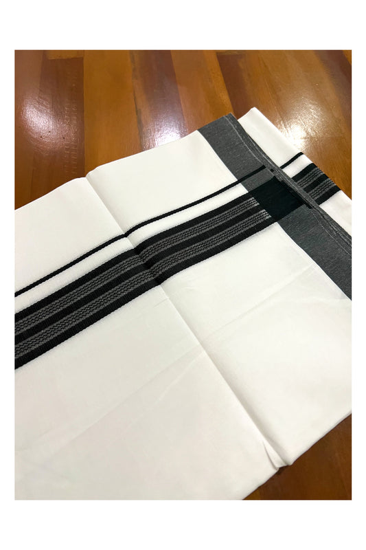 Pure White Cotton Double Mundu with Black Border (South Indian Dhoti)