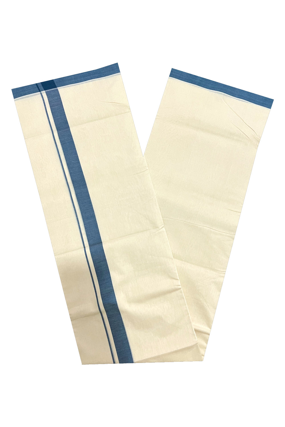 Southloom Super Premium Unakkupaavu Handloom Double Mundu with Blue Border