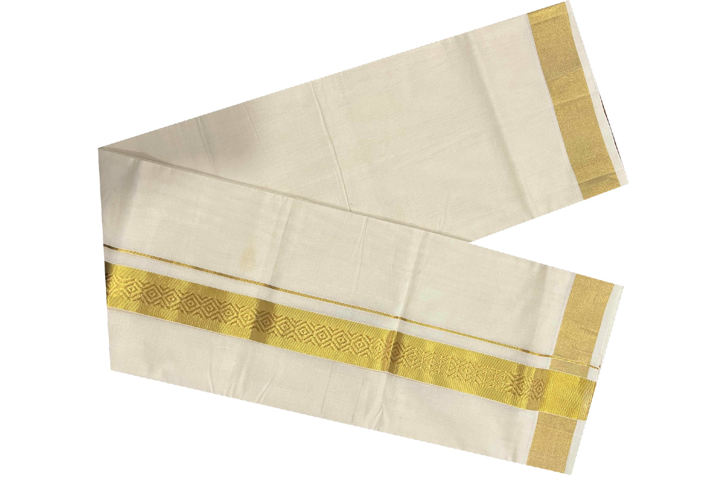 Southloom Balaramapuram Handloom Pure Cotton Wedding Mundu with Kasavu Woven Kara (South Indian Dhoti)