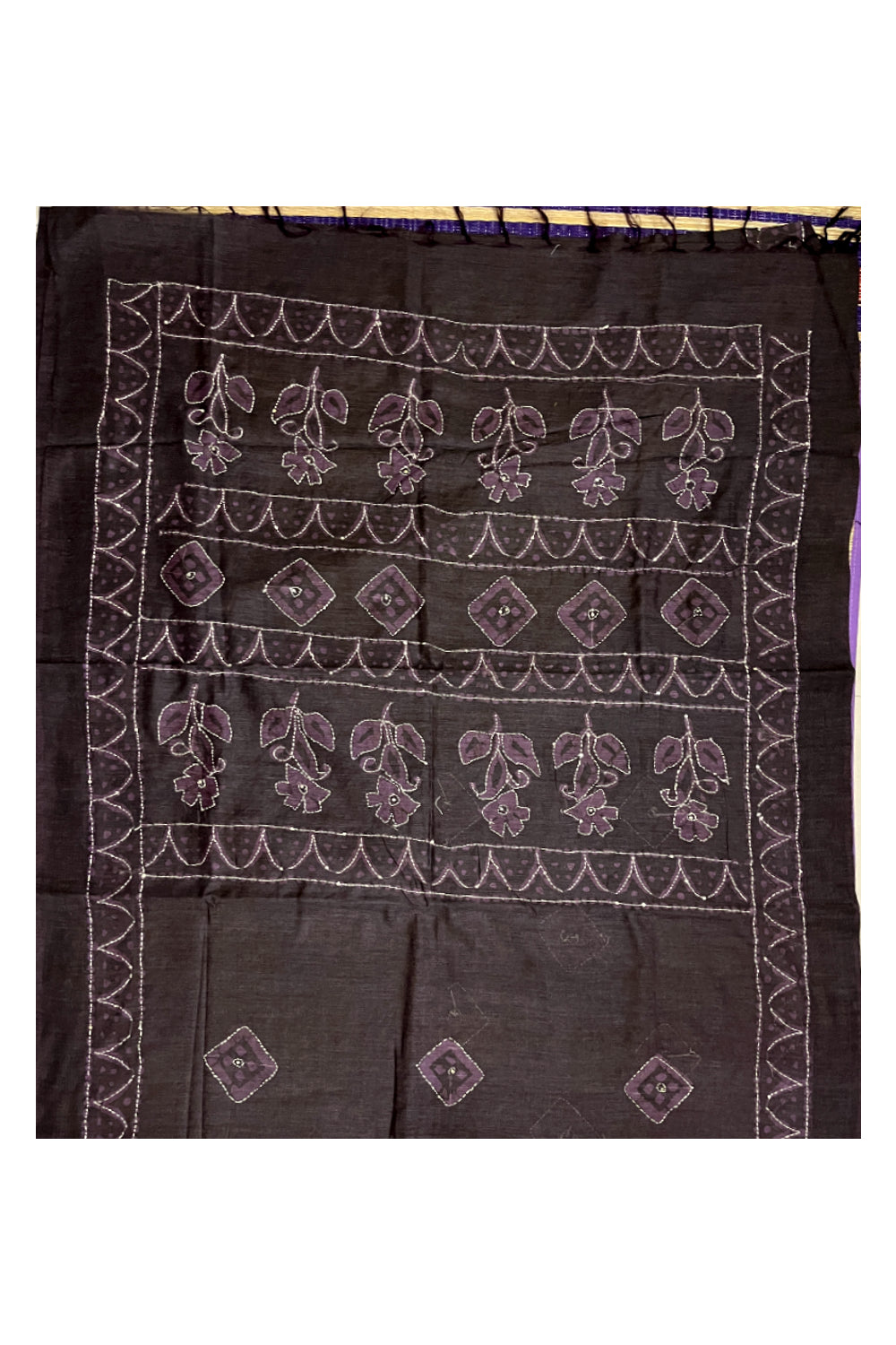 Southloom Cotton Dark Purple Saree with Thread works on Body and Pallu