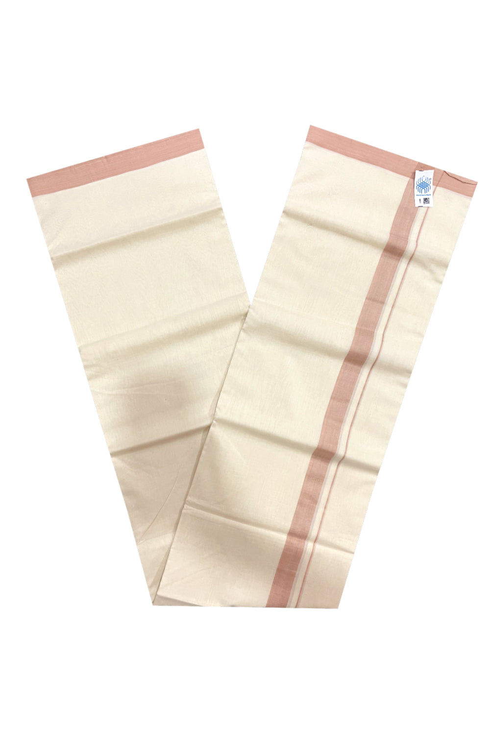 Southloom Premium Unakkupaavu Handloom Wedding Mundu with Light Pink Border