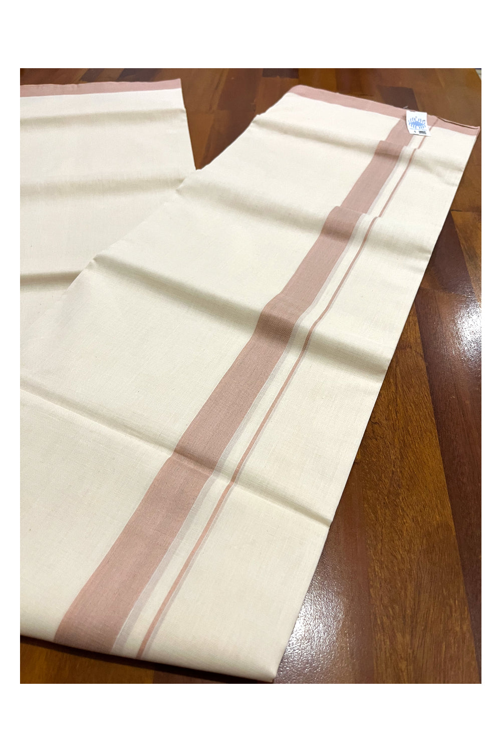 Southloom Premium Unakkupaavu Handloom Wedding Mundu with Light Pink Border