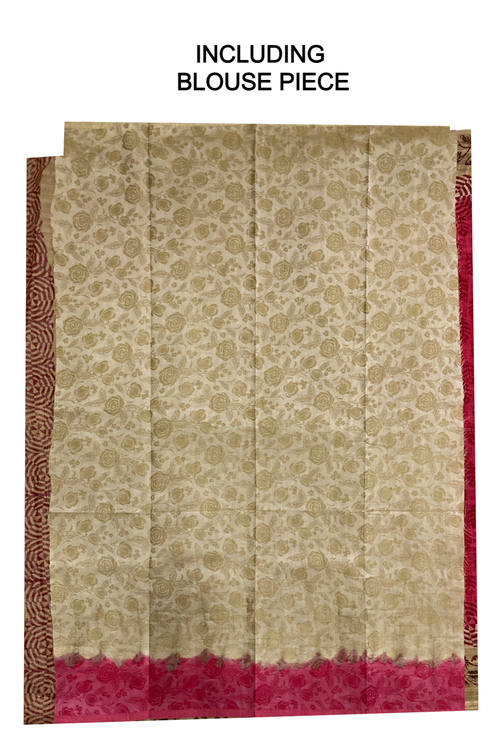 Southloom Cotton Printed Red Designer Saree with Floral Printed Blouse Piece