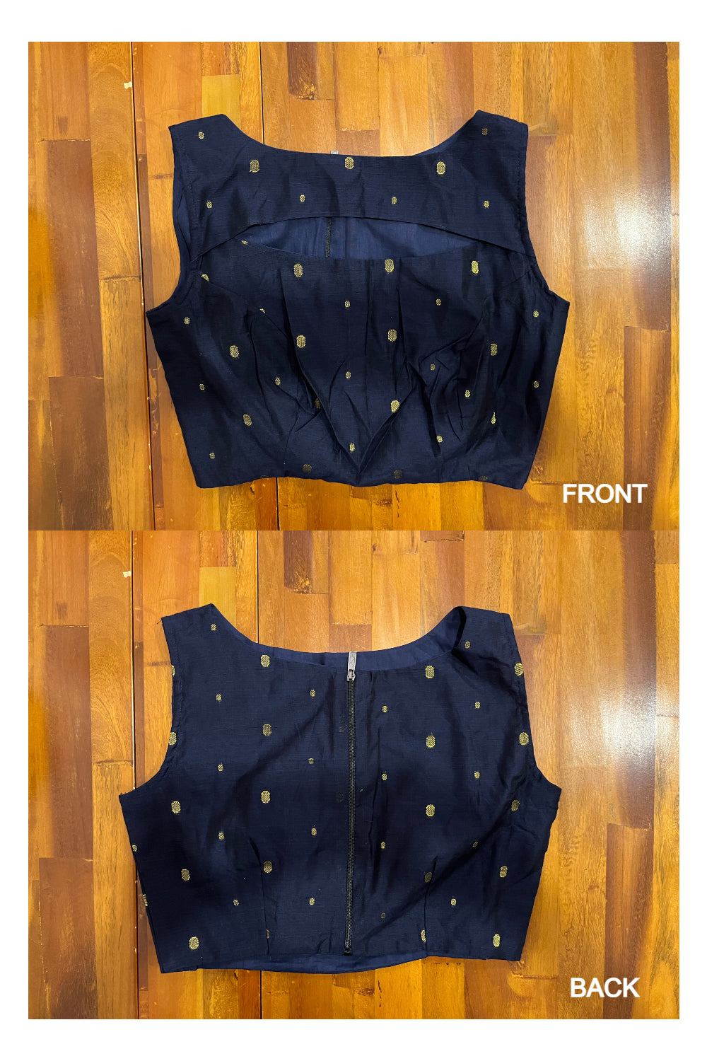Southloom Navy Blue Golden Butta Works Ready Made Blouse