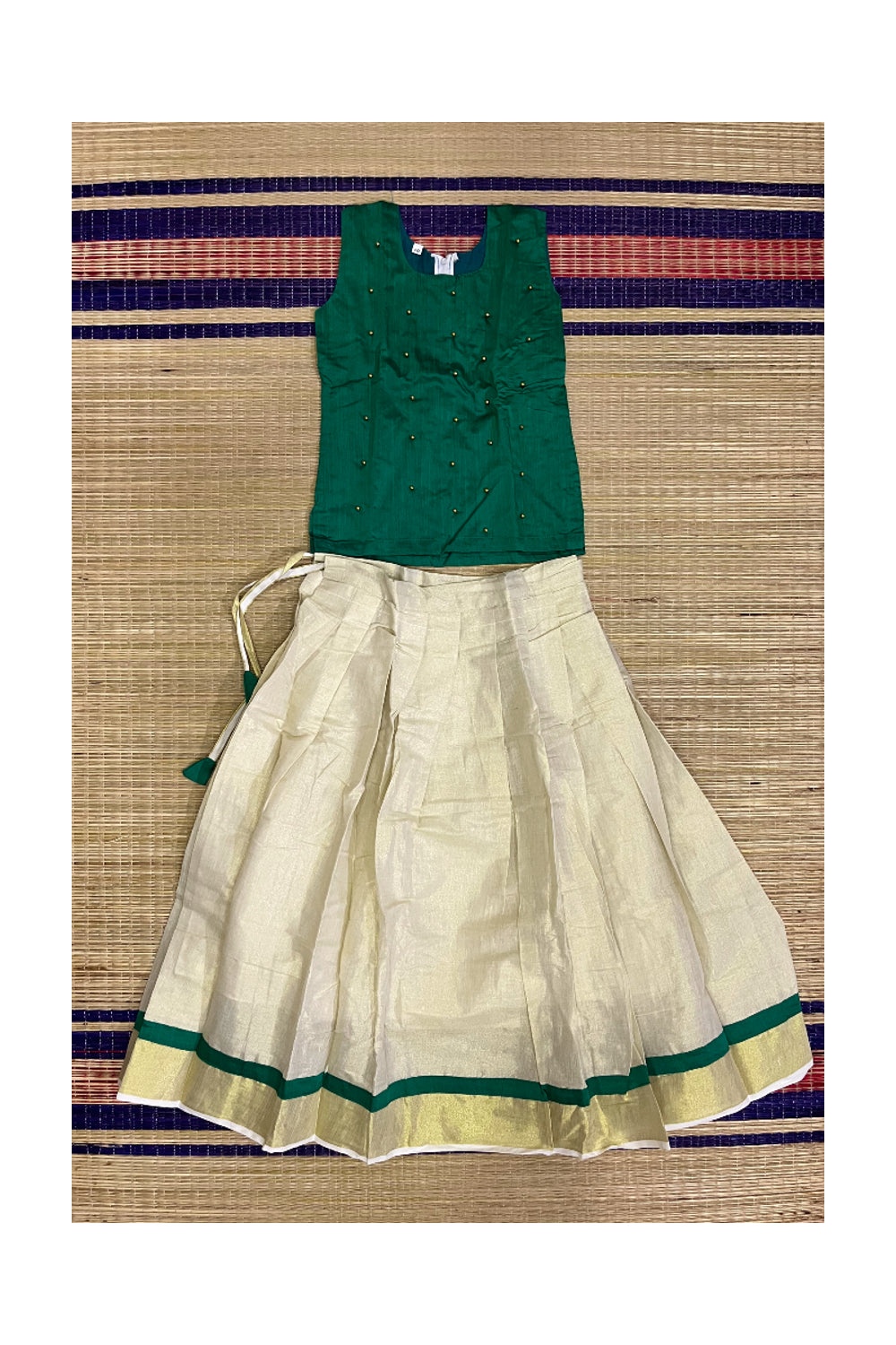 Southloom Kerala Pavada Blouse with Bead Work Design (Age - 10 Year)