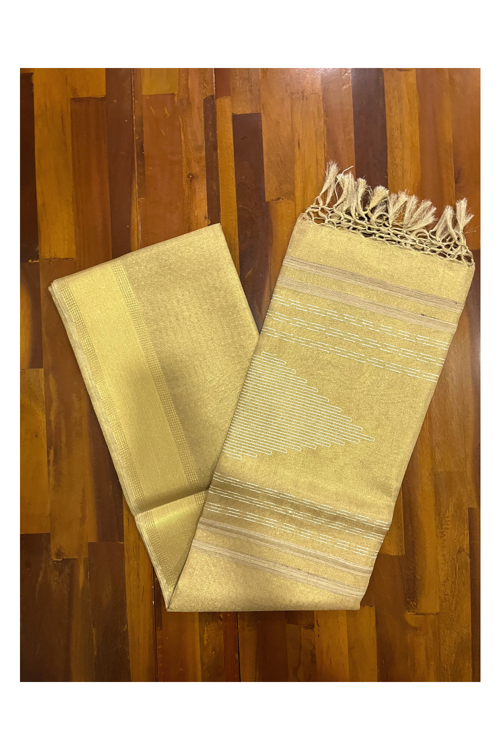 Southloom Tissue Yellow Saree with Thread works on Body and Tassels on Pallu