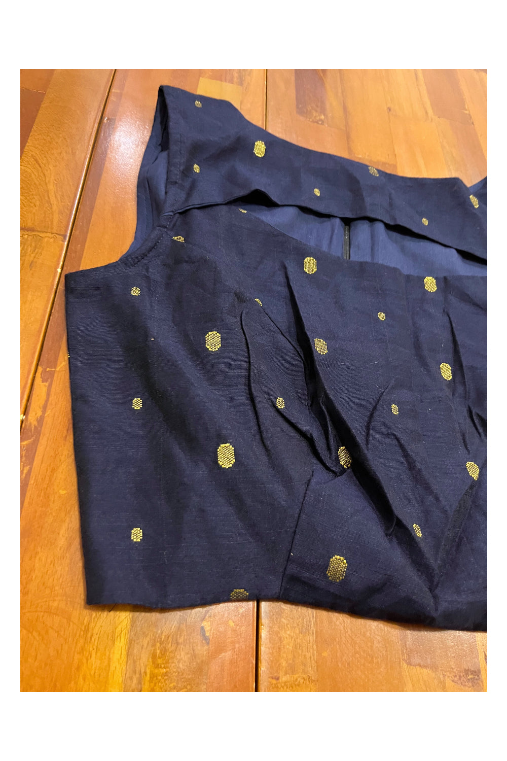 Southloom Navy Blue Golden Butta Works Ready Made Blouse