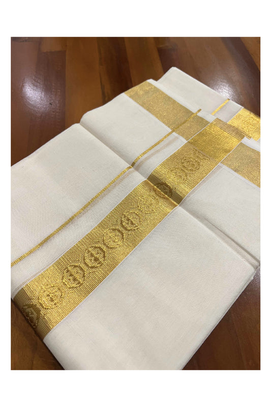 Southloom Balaramapuram Handloom Pure Cotton Wedding Mundu with Kasavu Woven Kara (South Indian Dhoti)