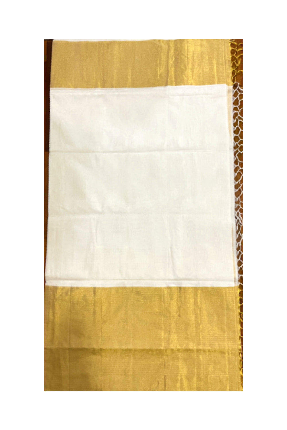 Southloom Premium Handloom Plain Kasavu Saree with 24 inch Mega Pallu