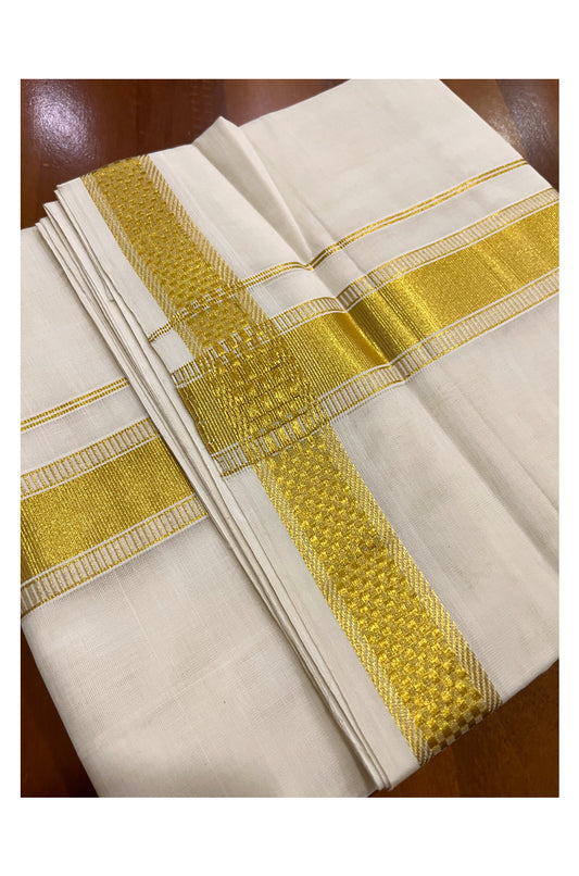 Southloom Premium Handloom Pure Cotton Wedding Mundu with Kasavu Woven Border (South Indian Kerala Dhoti)