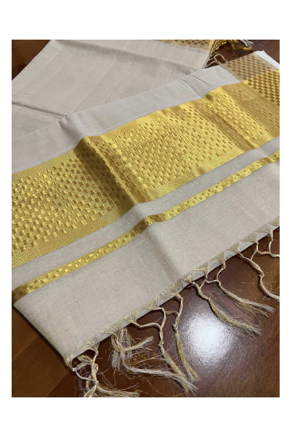 Southloom Premium Handloom Kasavu Tissue Saree with 5 inch Paa Neythu Pallu