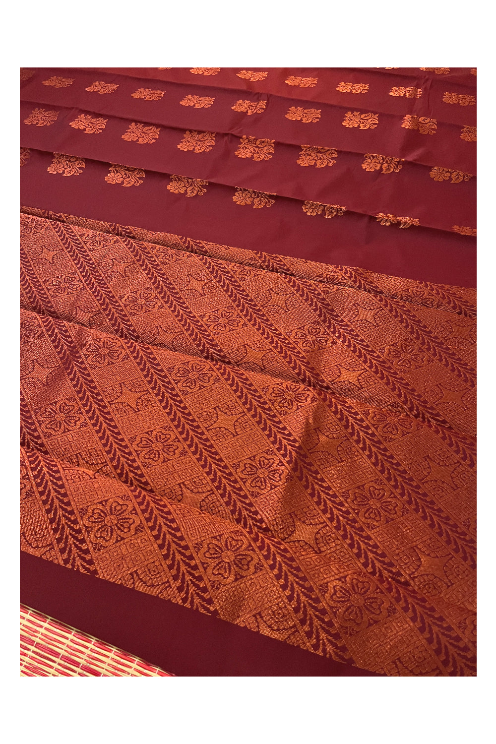 Southloom Soft Silk Maroon Saree with Zari Woven Works on Body