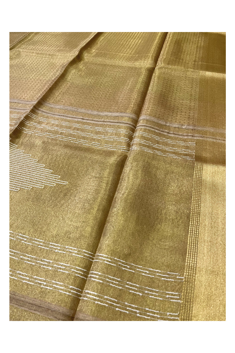 Southloom Tissue Yellow Saree with Thread works on Body and Tassels on Pallu