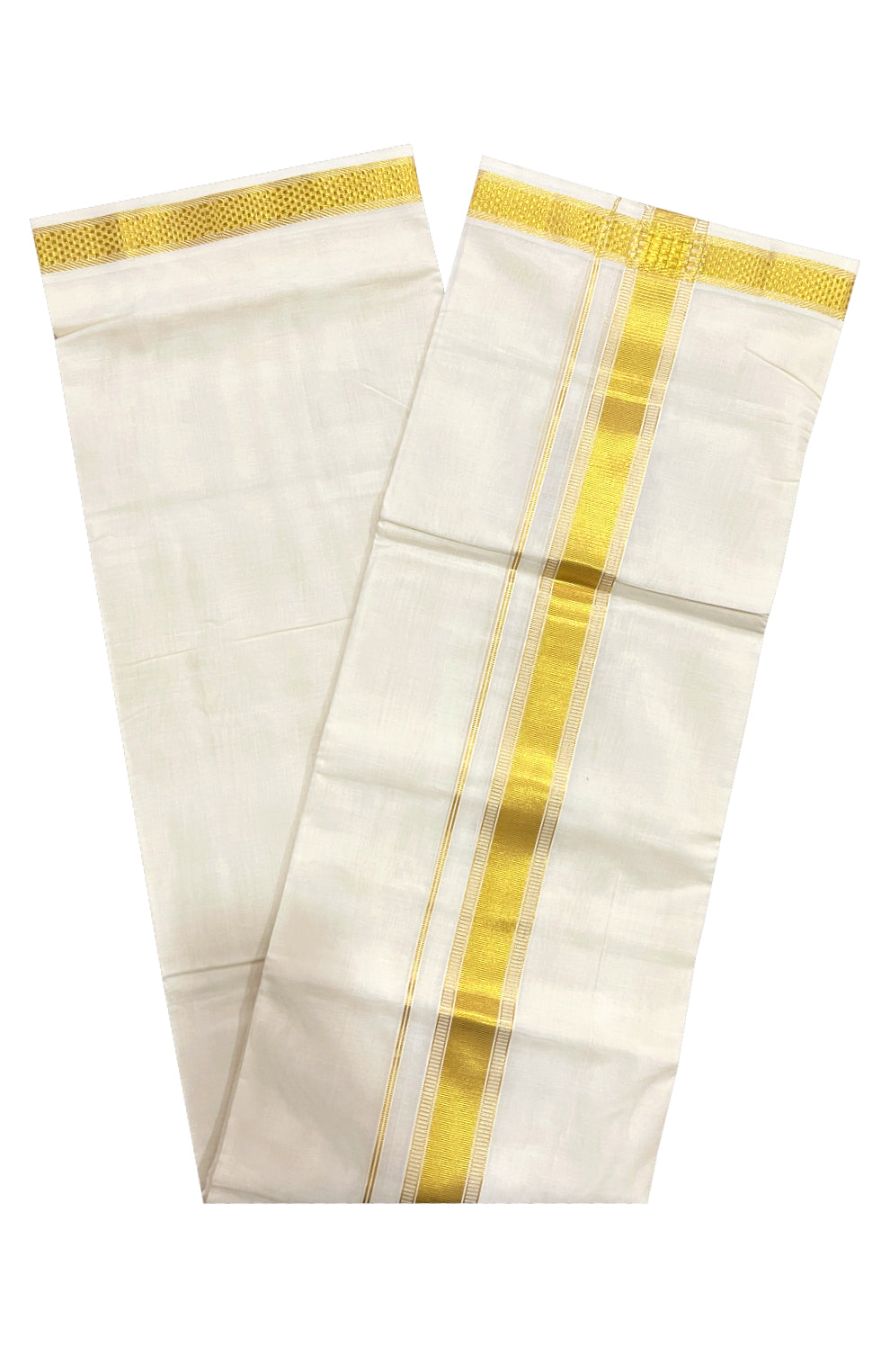 Southloom Premium Handloom Pure Cotton Wedding Mundu with Kasavu Woven Border (South Indian Kerala Dhoti)