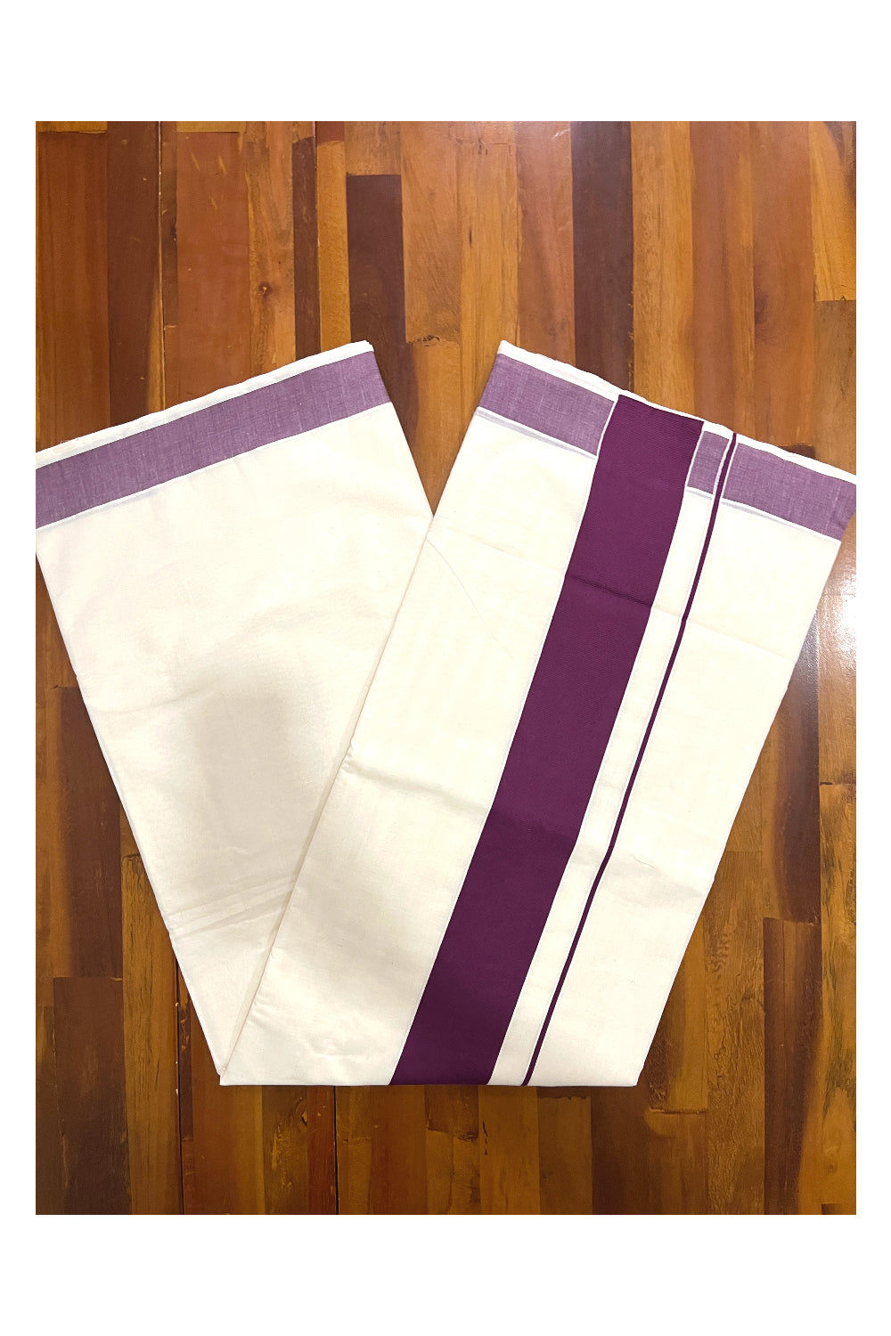 Pure Cotton Kerala Cotton Saree with Purple Border