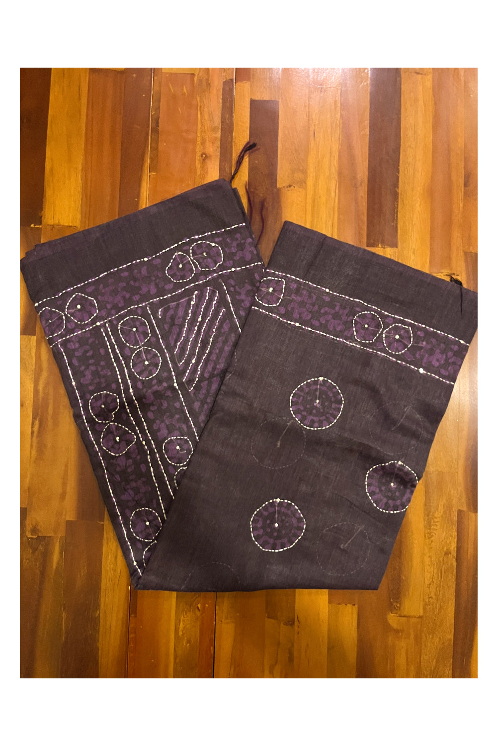 Southloom Cotton Dark Purple Saree with Thread works on Body and Pallu