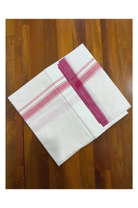 Southloom Premium Handloom Pure White Single Mundu with Red Border (South Indian Kerala Dhoti)