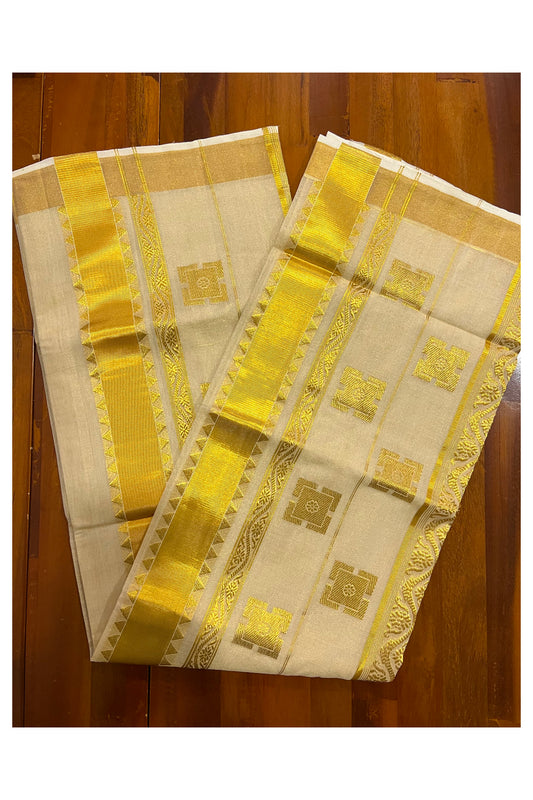 Southloom Onam 2022 Premium Handloom Tissue Kasavu Saree with Hand Woven Motifs